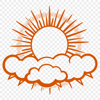A stylized representation of the sun as a vector graphic.