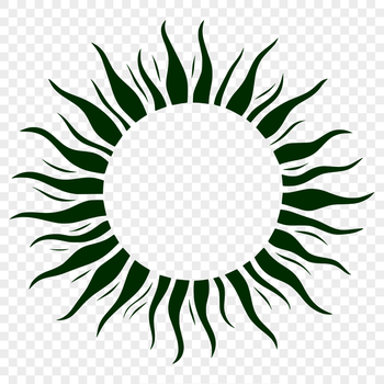 A vector illustration of the sun in the sky with bright yellow rays.