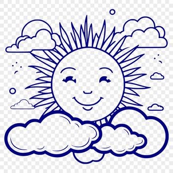 A stylized illustration of the sun, ideal for vector graphics and design projects.