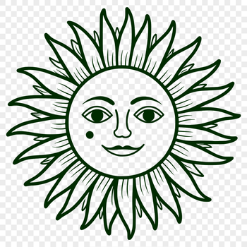 A stylized illustration of the sun, designed as a vector graphic for various applications.