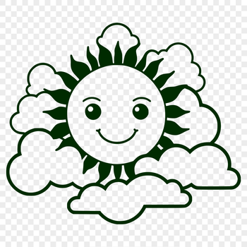 A high-resolution vector illustration of the sun with bright rays.