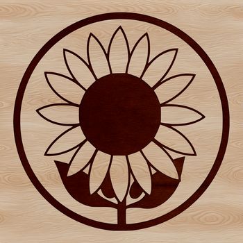 A simple line drawing of a sunflower, a common flowering plant used in gardening and nature-themed designs.