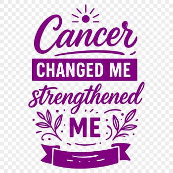 A motivational quote about cancer survival, designed as a vector graphic.