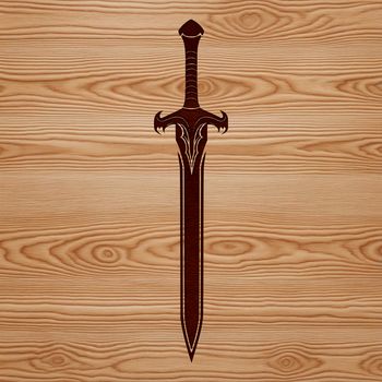 A detailed vector illustration of a medieval-style longsword with intricate design and hilt details.