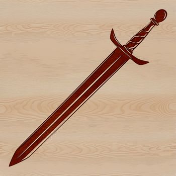 A digital illustration of a sword, suitable for vector art designs.