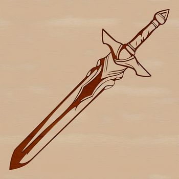 A high-quality digital illustration of a medieval-style sword with intricate design.