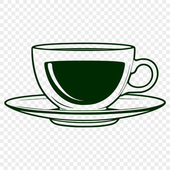 A digital illustration of a traditional teacup, designed for vector art and graphic design.