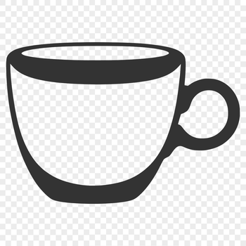 A simple design of a traditional teacup with a handle.