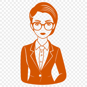 A simple illustration of a woman in a professional education setting.