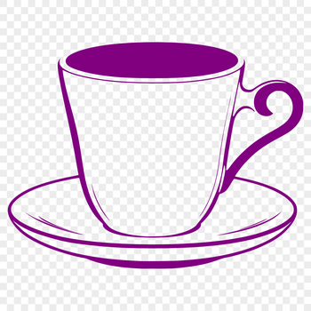 A minimalist illustration of a traditional teacup with delicate handle and rim, suitable for vector design projects.
