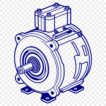 Vector illustration of a motor with gears and axles, suitable for cutting machines or laser cutters.