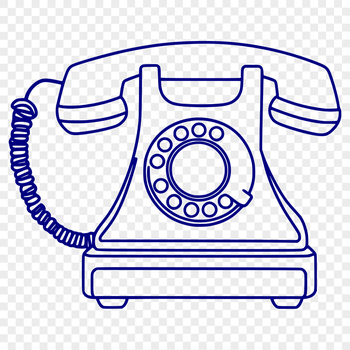 A minimalist illustration of a telephone with clean lines and simple design.