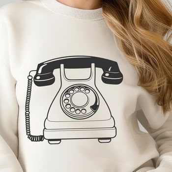 A telephone graphic symbol for technology and communication purposes.