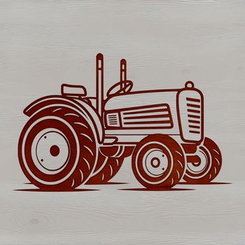 A detailed illustration of a tractor used on a farm, suitable for vector design projects.