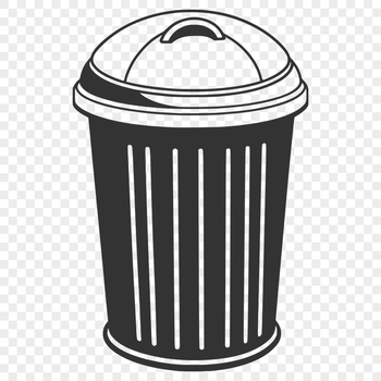 A simple vector illustration of a standard trash can with a lid.