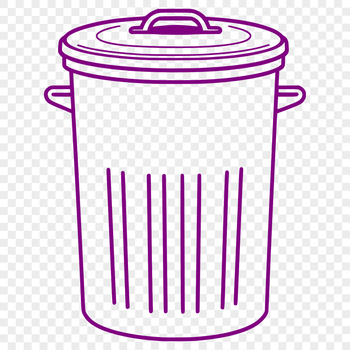 A minimalist design of a waste bin with an open top.