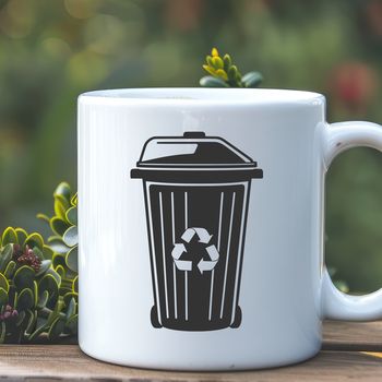 A simple illustration of a trash can with a rounded body and a lid on top, suitable for vector graphics and digital design.