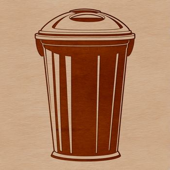A simple vector illustration of a trash can with a lid and handle.