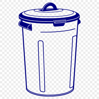 A simple vector illustration of a trash can with a lid on top and a handle in the middle.