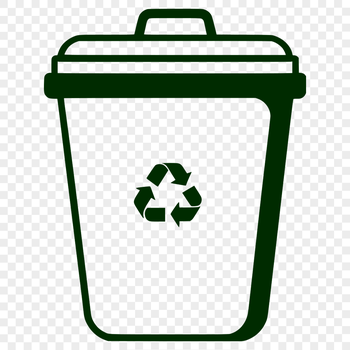 A simple, scalable vector graphic illustration of a standard household trash can with a lid.
