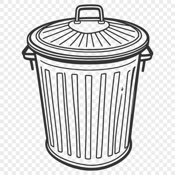 A digital illustration of a standard trash can with a lid, suitable for vector graphic design projects.