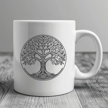 A simple line art illustration of a tree, suitable for digital crafting and cutting machine projects.