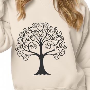 A single line illustration of a tree, suitable for vector graphics and cutting machine designs.