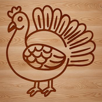 A simple line drawing of a turkey, suitable for farm or Christmas-themed designs.