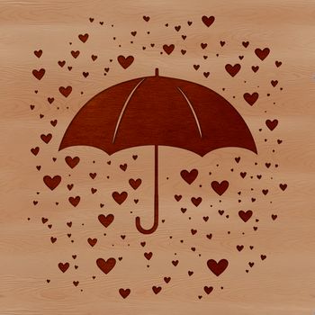 A vector illustration of an umbrella with love hearts, suitable for cutting machine designs.