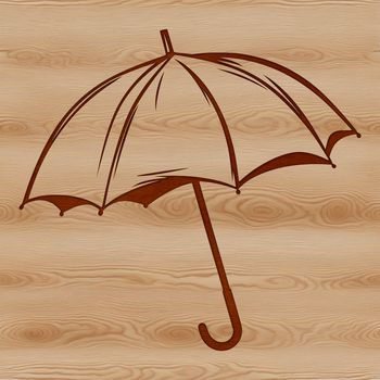 An open parasol or umbrella with a metal frame and canvas fabric.