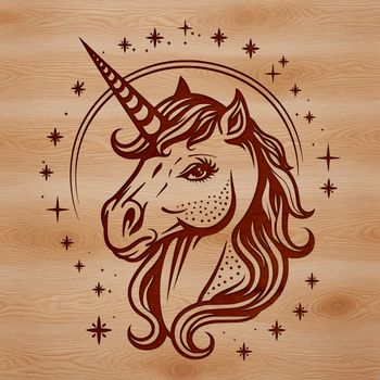 A stylized illustration of a mythical unicorn's head, suitable for digital design and crafting projects.