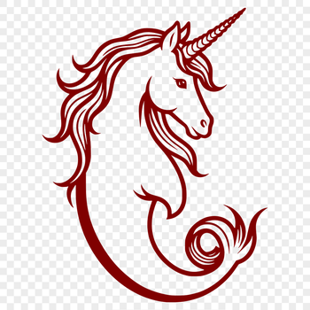Vector illustration of a mythical creature with the upper body of a mermaid and the lower body of a unicorn.