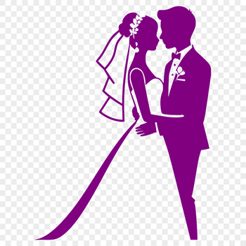 A vector illustration of a couple exchanging vows in a romantic outdoor setting.