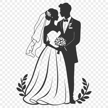 A detailed illustration of a bride and groom, perfect for personal or commercial use in vector art designs.