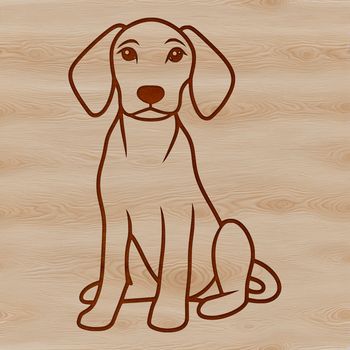 A sitting Weimaraner breed dog depicted as a vector graphic.