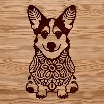 A vector illustration of a Welsh Corgi sitting on its haunches.