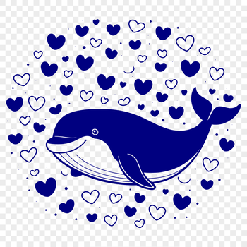 Illustrative vector graphic of a whale in simple silhouette form.