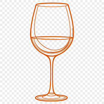 A detailed illustration of a wine glass on a white background.