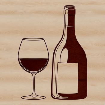 A high-quality digital illustration of a glass filled with red wine.