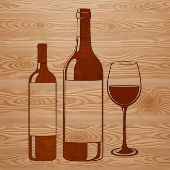 A high-quality digital illustration of a wine glass filled with red wine on a table.