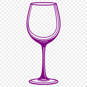 An outline drawing of a wine glass filled with liquid, suitable for vector art designs.