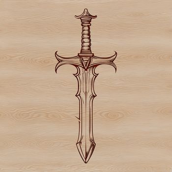 Illustrative vector art depicting a witch with a dagger, suitable for Halloween designs.