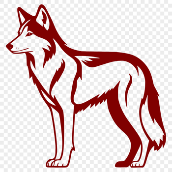 A digital illustration of a standing wolf in full body form.