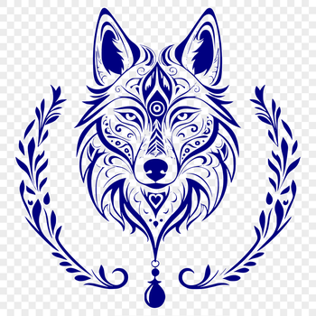 A detailed illustration of a wolf's head, rendered as a vector graphic suitable for digital design.