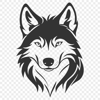 A detailed illustration of a wolf's head, suitable for vector art and design.