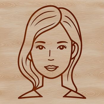 A digital illustration of a female figure designed as a vector art template.