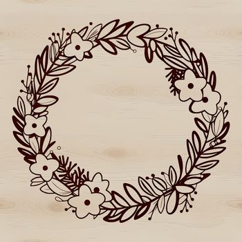A floral wreath design made from interconnected stems and leaves in vector format.
