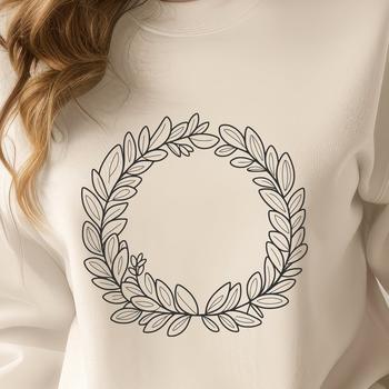 A digital floral wreath design with intricate details and curves, suitable for vector art projects.