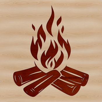 A illustration of a camp fire with flames burning in the outdoors, suitable for vector art and cutting machine designs.
