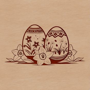 A stylized, hand-drawn illustration of a decorated Easter egg with floral patterns and spring-inspired details.